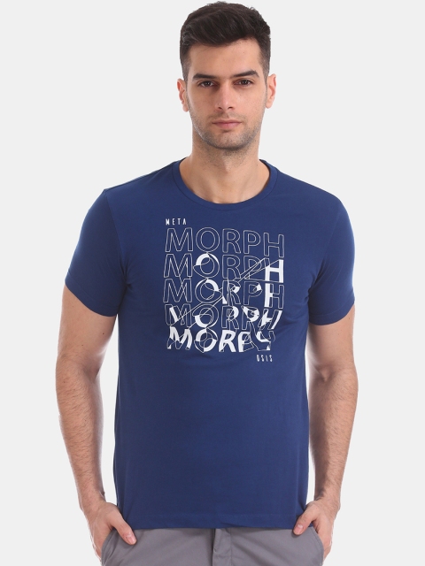 

Flying Machine Men Blue Printed Round Neck T-shirt