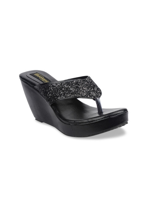 

Shoetopia Women Black Embellished Wedges