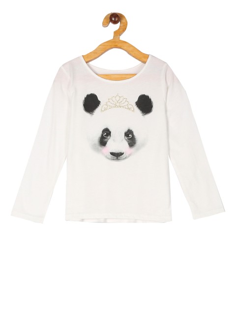 

The Childrens Place Girls White Printed Round Neck T-shirt