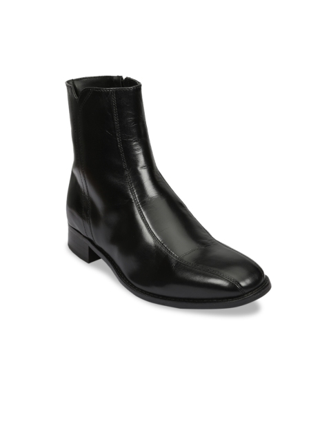 

Florsheim Men Black Solid Leather High-Top Flat Boots