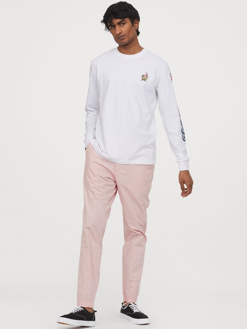 

H&M Men Pink Solid Cotton Joggers