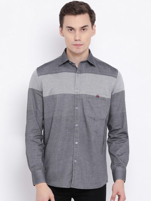 

Crimsoune Club Men Grey Smart Slim Fit Self Design Casual Shirt
