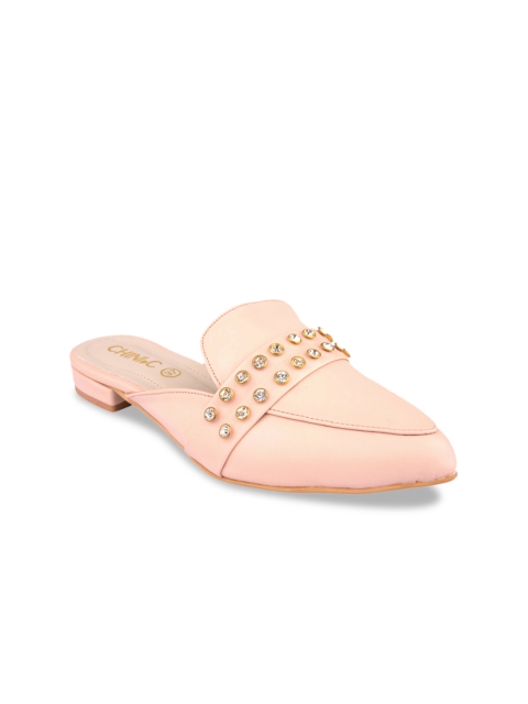 

CHINI C Women Pink Solid Leather Mules