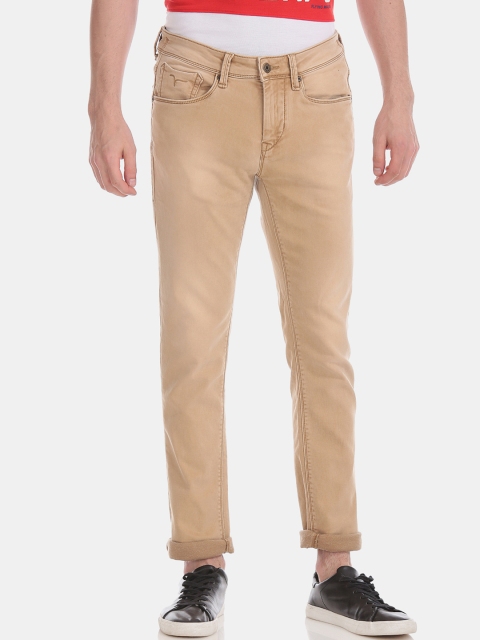 

Flying Machine Men Beige Slim Fit Mid-Rise Clean Look Jeans