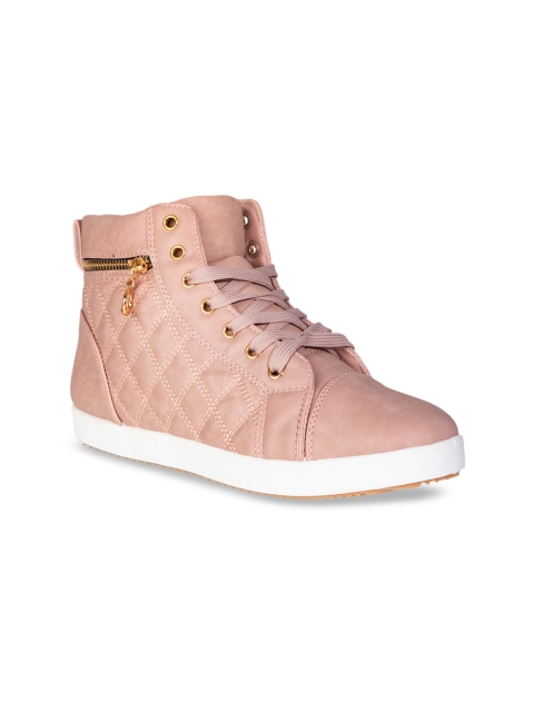 

Khadims Women Pink Solid Synthetic Mid-Top Sneakers