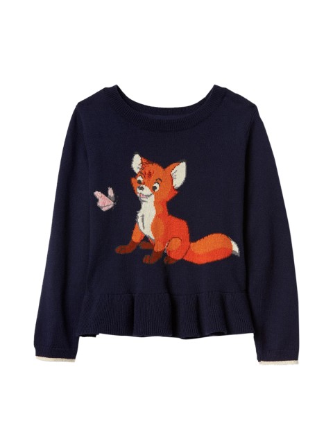 

GAP Girls Navy Blue & Orange Self Design Peplum Sweatshirt