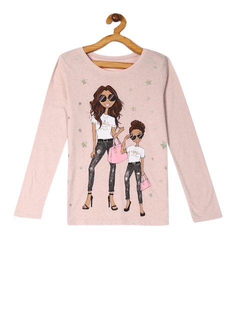 

The Childrens Place Girls Pink Printed Round Neck T-shirt