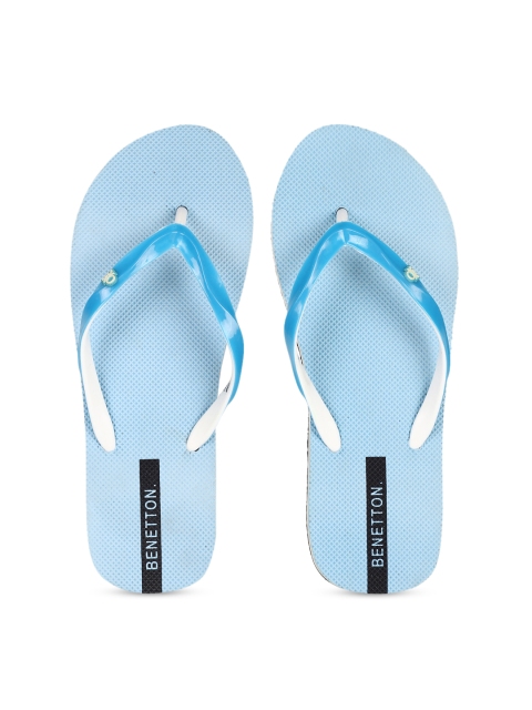 United Colors of Benetton Women Blue Solid Thong Flip-Flops