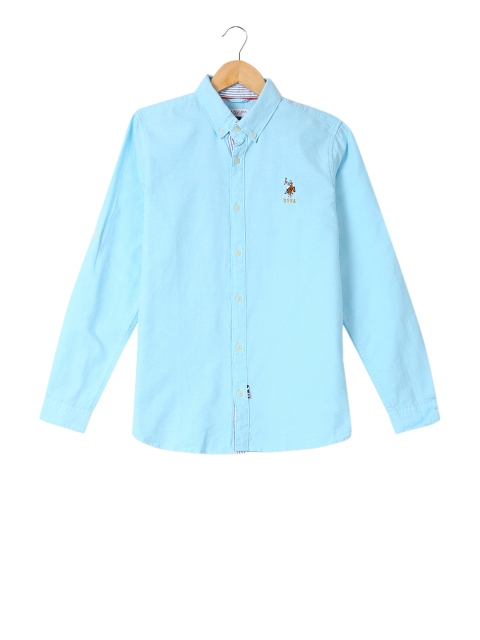 

U.S. Polo Assn. Kids Boys Blue Regular Fit Solid Casual Shirt
