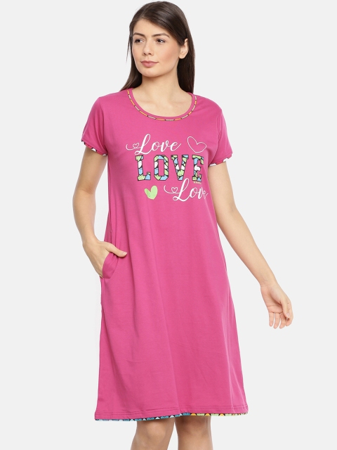 

Red Rose Pink Printed Sleep Shirt