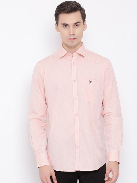

Crimsoune Club Men Peach Smart Slim Fit Self Design Casual Shirt