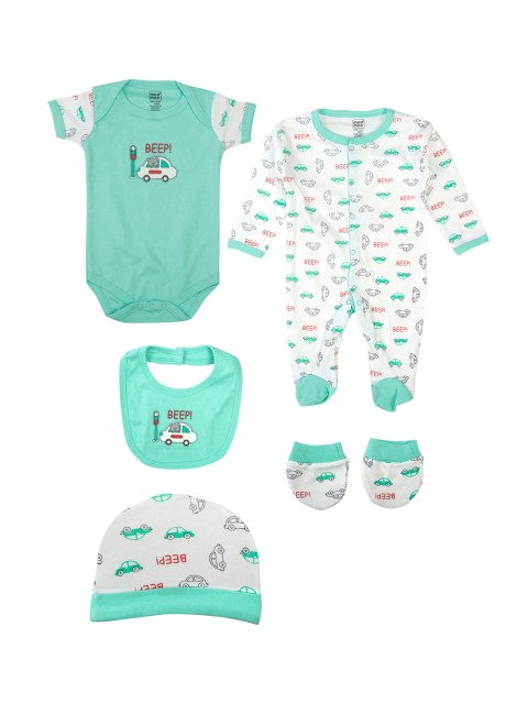 

MeeMee Infant Kids Sea Green & White Printed Gift Set