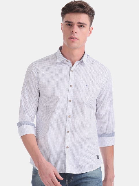

Flying Machine Men White Regular Fit Printed Casual Shirt
