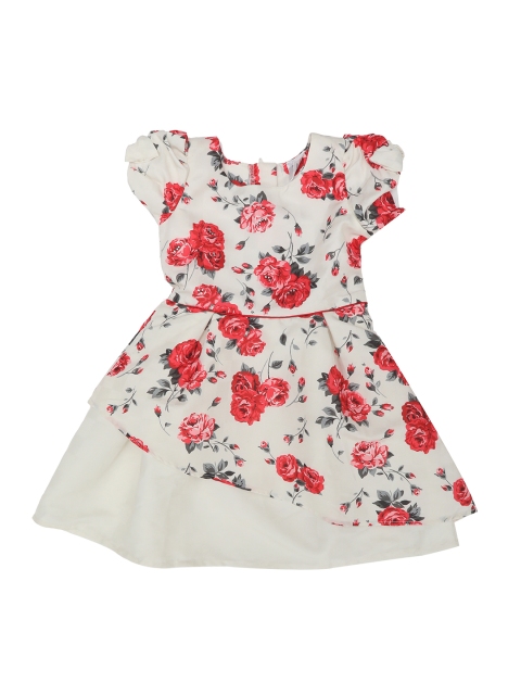 Doodle Girls Off-White Printed A-Line Dress