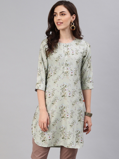 

Alena Women Green & Off-White Floral Printed Kurti