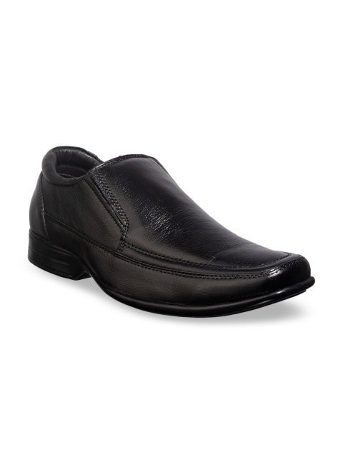 

Khadims Men Black Solid British Walkers Leather Formal Slip-Ons