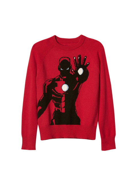 

GAP Boys Red & Black Mad Engine Iron Man Intarsia Printed Sweatshirt