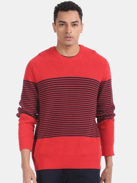 GAP Men Red Striped Pullover Sweater