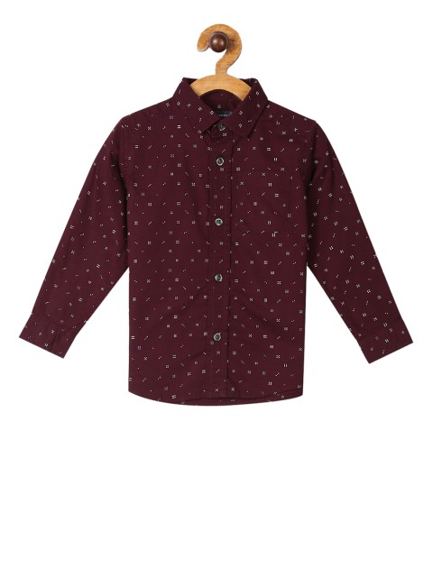 

The Childrens Place Boys Burgundy & White Regular Fit Printed Casual Shirt