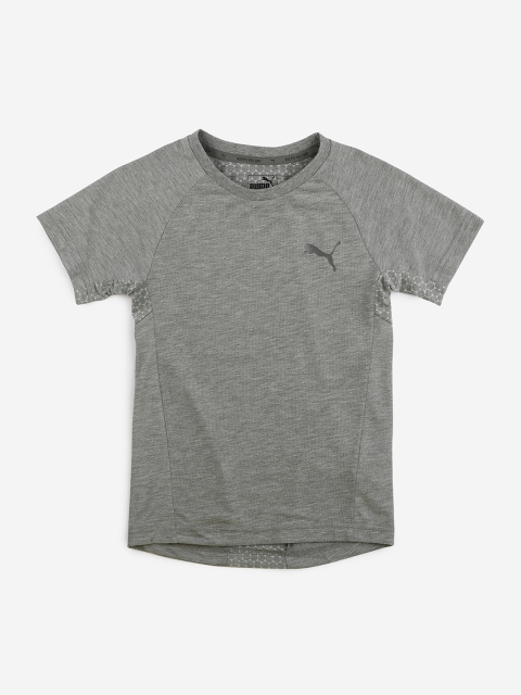 

Puma Boys Grey Printed Evostripe Tee B Heather Round Neck T-shirt