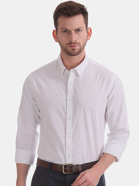 

Flying Machine Men White Slim Fit Printed Casual Shirt