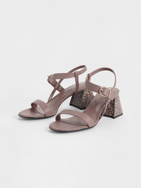 

CHARLES & KEITH Women Mauve Solid Block Heels