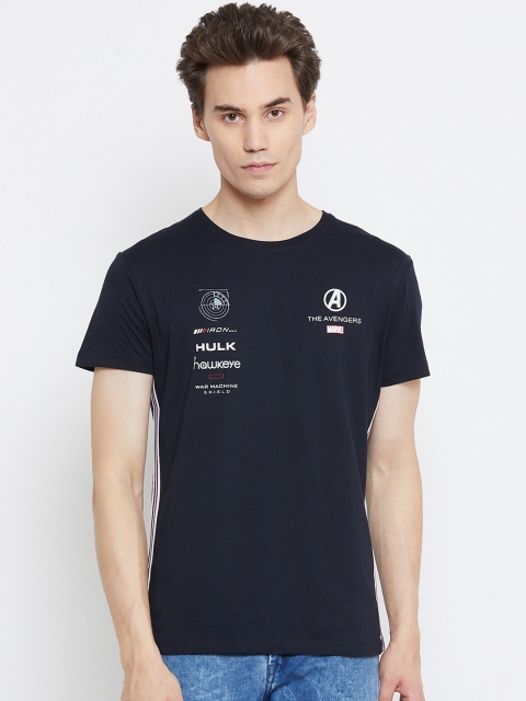 

Octave Men Navy Blue Printed Round Neck T-shirt
