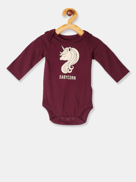 

The Childrens Place Infant Girls Maroon Printed Foil Babycorn Graphic Bodysuit