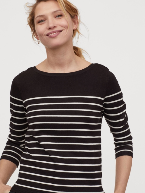 

H&M Women Black Fine-knit jumper, Multi