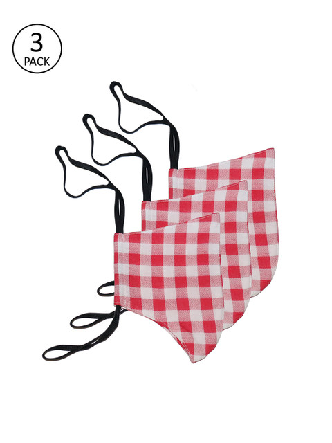 

The Vanca Unisex Red & White 3 Pcs 3-Ply Reusable Face Masks