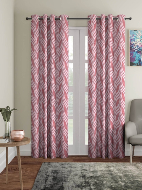 

NEUDIS Red & White Set of 2 Long Door Curtains
