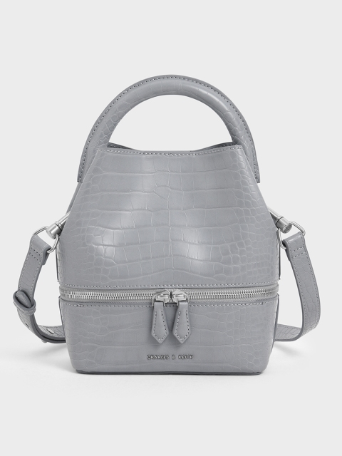 

CHARLES & KEITH Grey Textured Handheld Bag