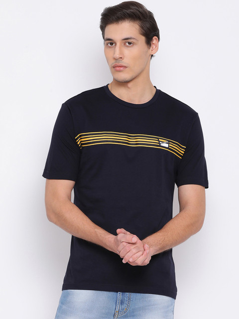 

Antony Morato Men Navy Blue Striped Round Neck T-shirt