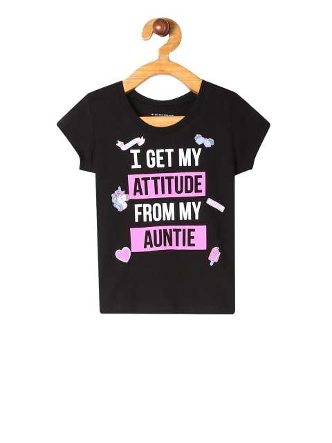 

The Childrens Place Girls Black Printed Round Neck T-shirt