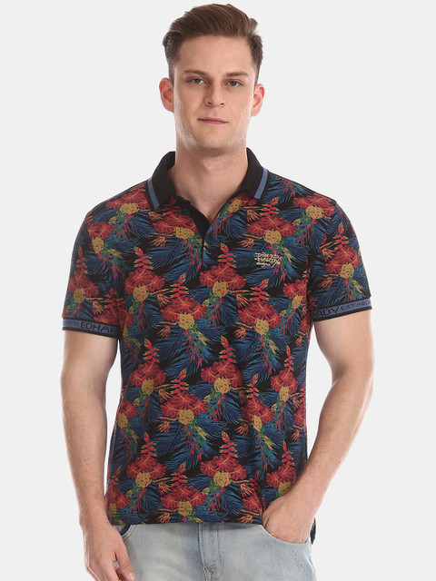 

Ed Hardy Men Multicoloured Printed Polo Collar T-shirt, Multi