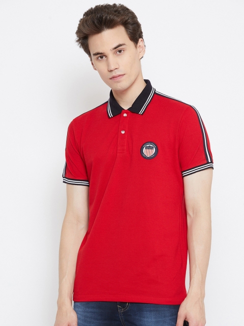 

Octave Men Red Solid Polo Collar T-shirt