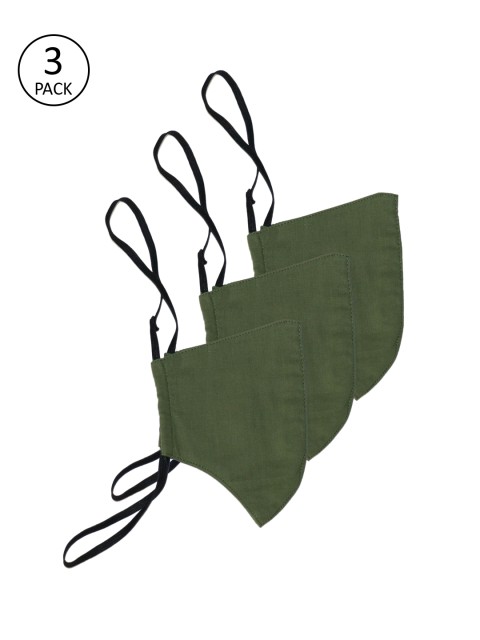 

The Vanca Unisex Olive Green 3 Pcs 3-Ply Reusable Face Masks