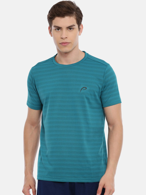 

Proline Active Men Teal Blue Striped Round Neck T-shirt