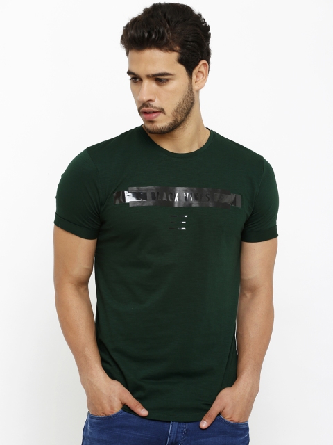 

Rex Straut Jeans Men Green Printed Round Neck T-shirt