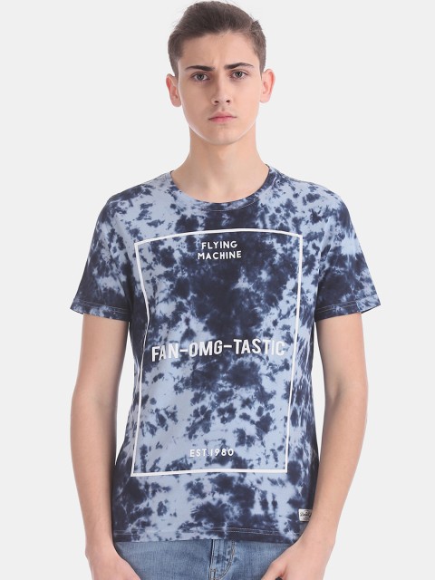 

Flying Machine Men Navy Blue & Blue Dyed Round Neck T-shirt