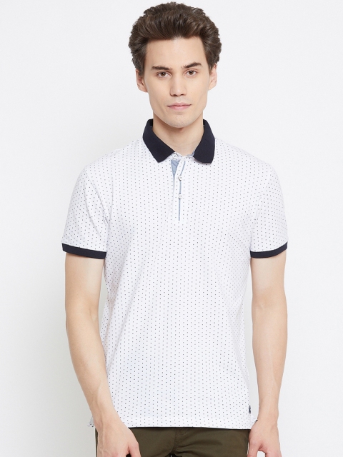 

Octave Men White & Black Printed Polo Collar T-shirt