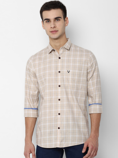 

Allen Solly Men Beige & White Slim Fit Checked Casual Shirt