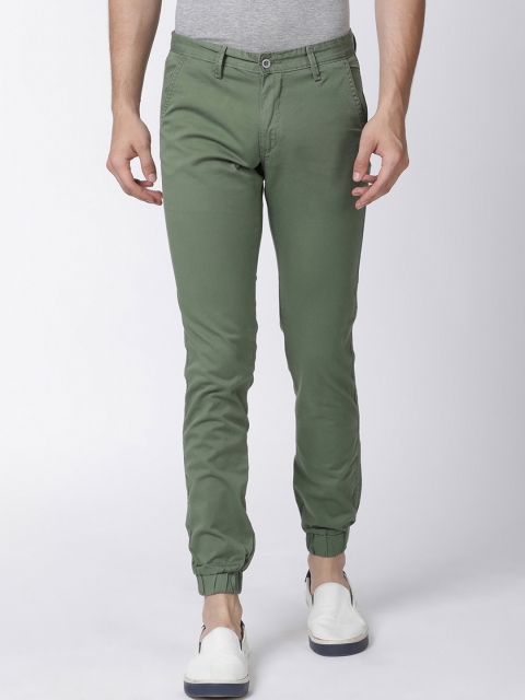 

Mucho Solo Men Olive Green Skinny Fit Solid Joggers