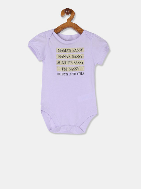 

The Childrens Place Girls Purple Graphic Printed Bodysuit