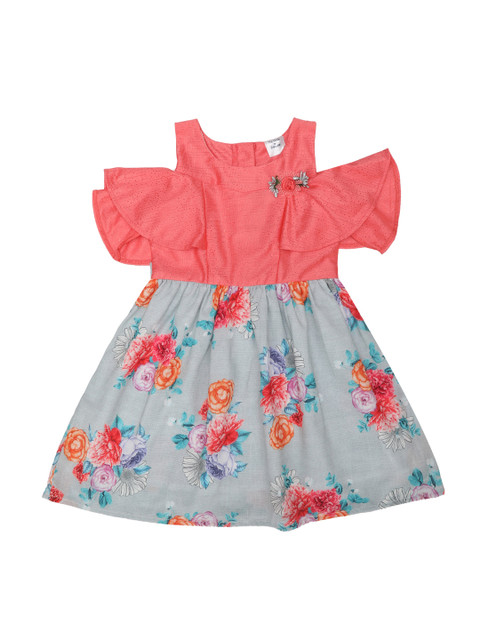 

Doodle Girls Grey Printed A-Line Dress
