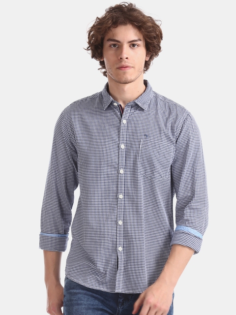 

Flying Machine Men Blue Regular Fit Checked Casual Shirt