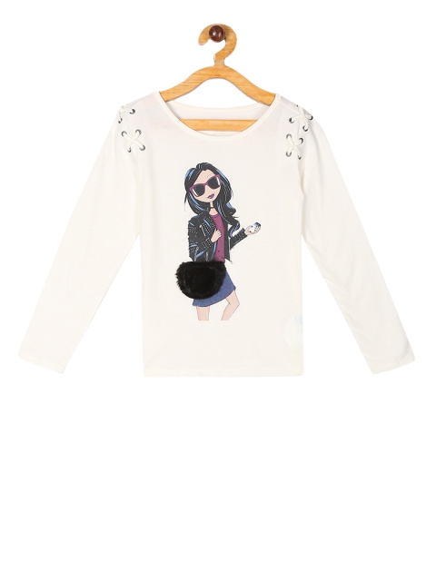 

The Childrens Place Girls White Printed Round Neck T-shirt