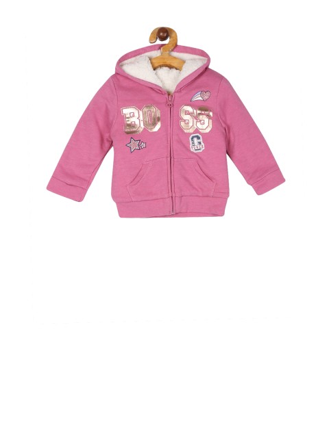 

The Childrens Place Girls Pink Printed Hooded Sweatshirt