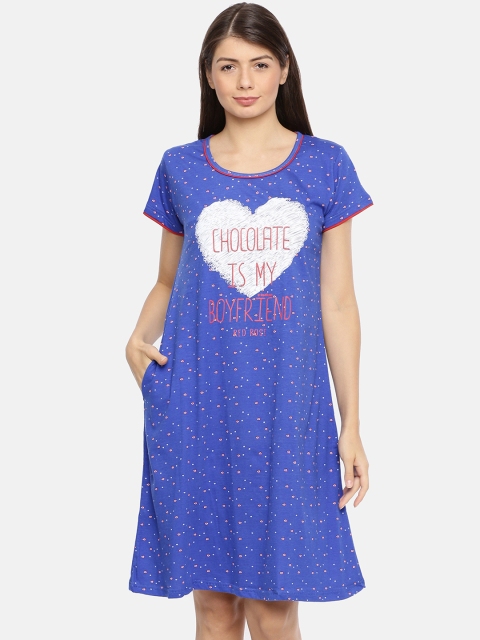 

Red Rose Women Blue Printed Sleep T-shirt