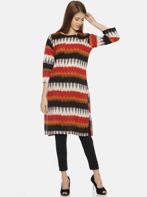 

Resha Women Red & Black Printed Straight Kurta